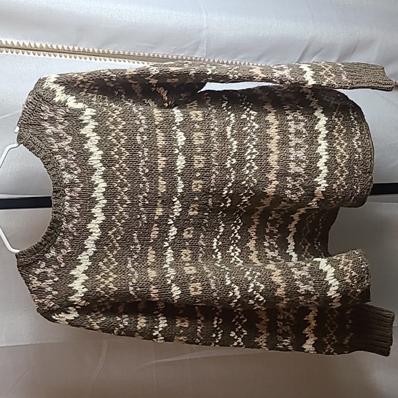 FREE PEOPLE Large Through the Storm Fair Isle Brown Sweater Wool Blend - Picture 4 of 6